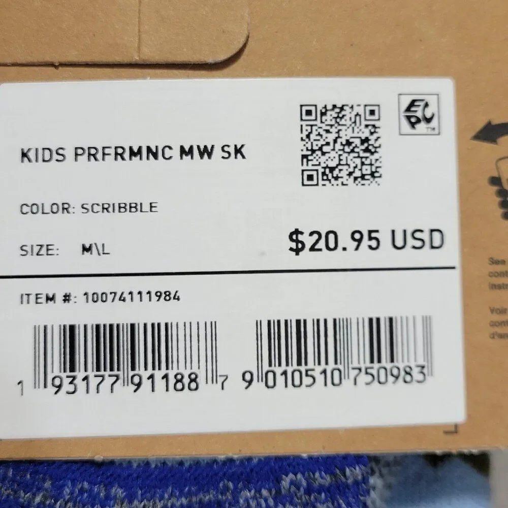 Burton Kids Performance Midweight Merino Wool Socks Youth Size M/L (2-4) 2 Pairs